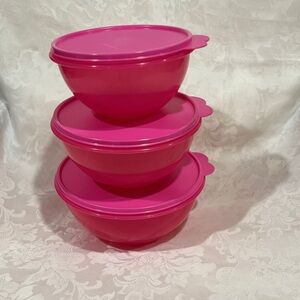 NEW Tupperware Pink 3 piece Wonderlier Bowl Set (LAST one)
